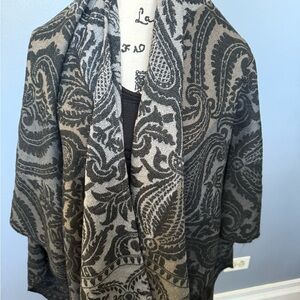 Adrienne Vittadini Fringed Poncho Shawl Sweater Wrap Paisley One Size New NWT